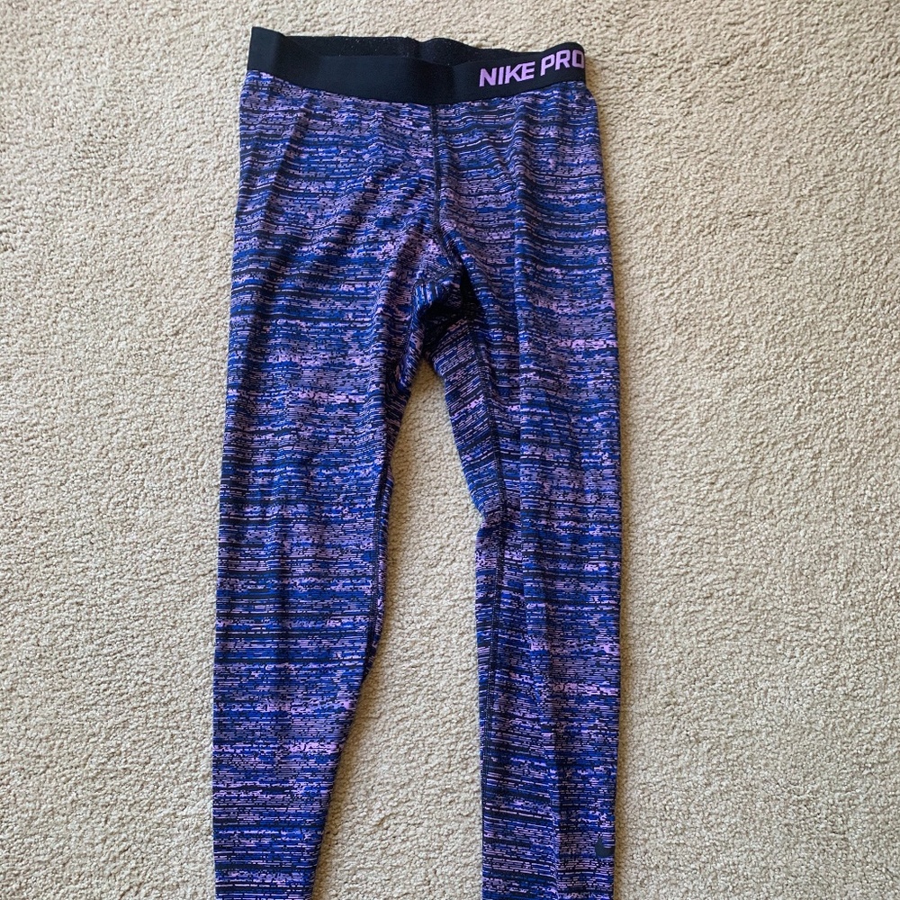 Nike Purple Patterned Fleece Lined Tights